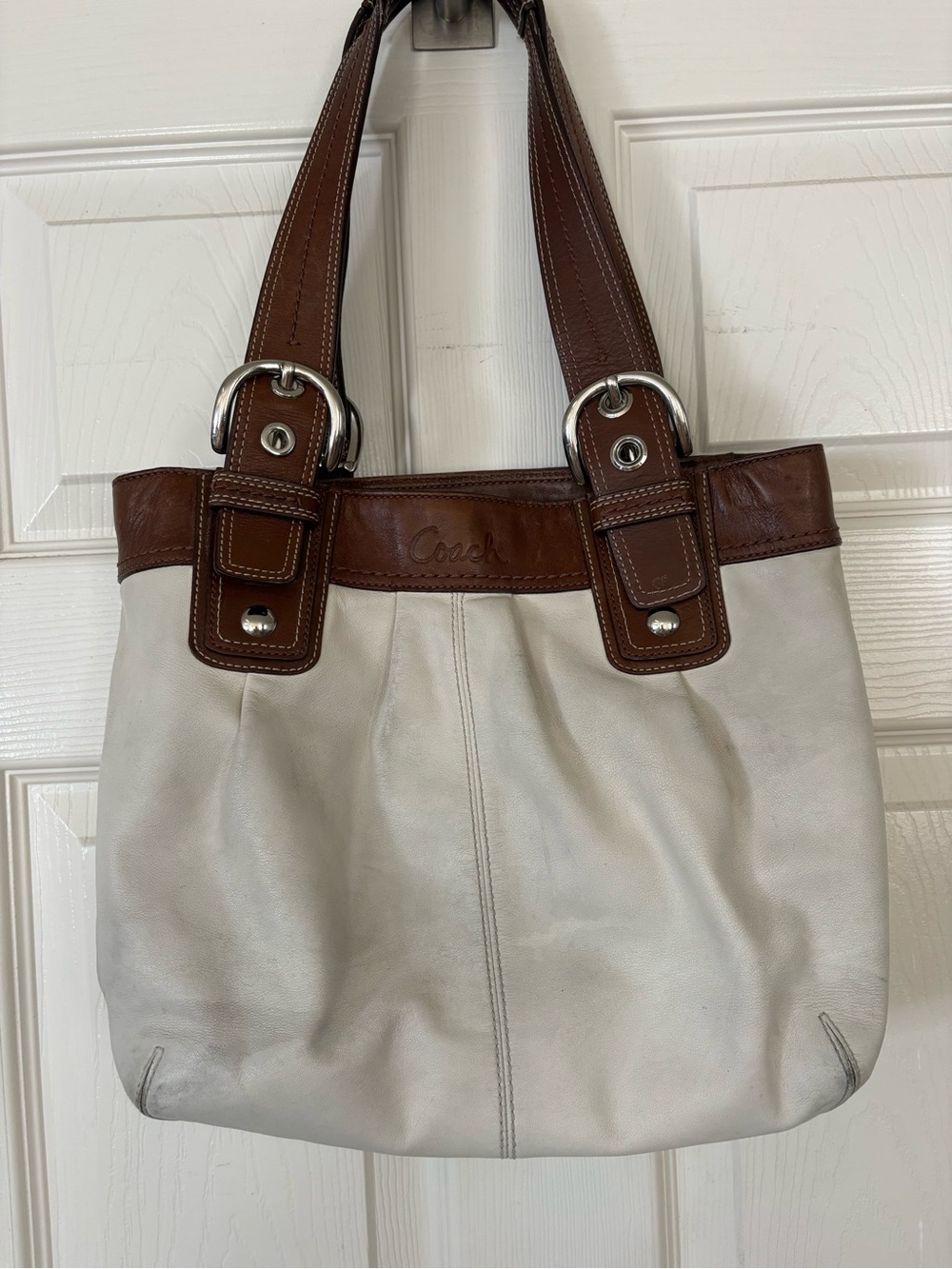 Womens White Leather Coach Bag Model 1093-F15045